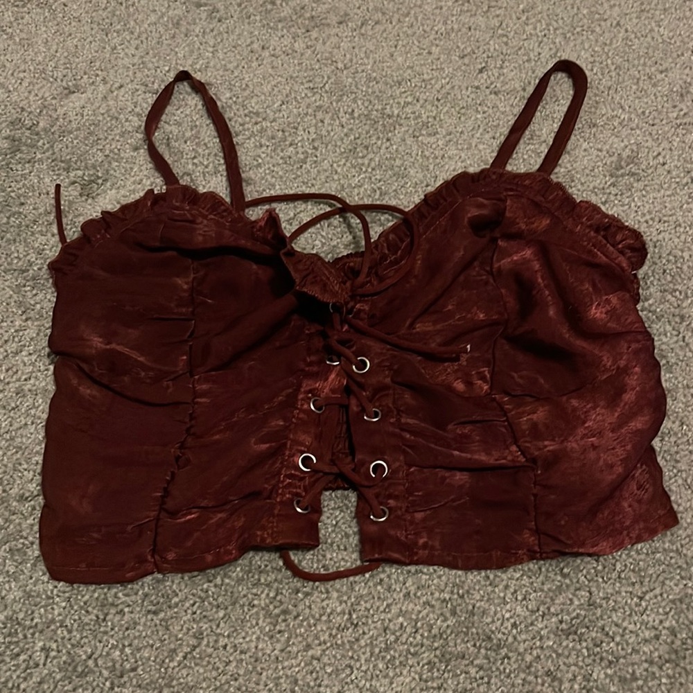 cute lace up crop top/tank top